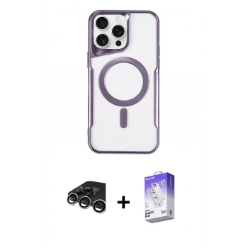 MARSİLYAN™- iPhone 15 Pro Max Kılıf Yadigar Klasik Özel Seri - Siyah Bilvis 5in1 3D Magic Cam Ekran Koruyucu + Raze Metal Kamera Lens - GS