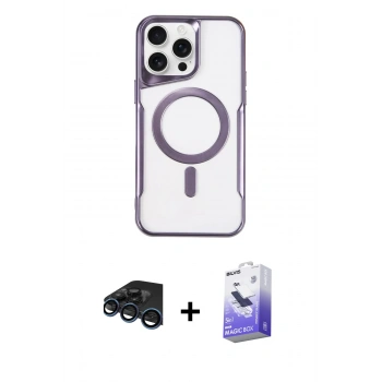 MARSİLYAN™- iPhone 15 Pro Max Kılıf Yadigar Klasik Özel Seri - Siyah Bilvis 5in1 5D Magic Hayalet Cam Ekran Koruyucu + Raze Metal Kamera Lens - LT