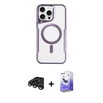 MARSİLYAN™- iPhone 15 Pro Max Kılıf Yadigar Klasik Özel Seri - Siyah Bilvis 5in1 5D Magic Hayalet Cam Ekran Koruyucu + Raze Metal Kamera Lens - TMGI