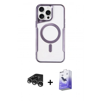 MARSİLYAN™- iPhone 15 Pro Max Kılıf Yadigar Klasik Özel Seri - Siyah Bilvis 5in1 5D Magic Hayalet Cam Ekran Koruyucu + Raze Metal Kamera Lens - GS