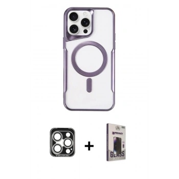 MARSİLYAN™- iPhone 15 Pro Max Kılıf Yadigar Klasik Özel Seri - Siyah Bilvis Hayalet Cam Ekran Koruyucu + PVD Metal Kamera Lens - GS