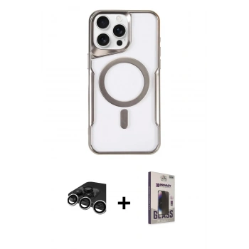 MARSİLYAN™- iPhone 15 Pro Max Kılıf Yadigar Klasik Özel Seri - Siyah Bilvis Hayalet Cam Ekran Koruyucu + Raze Metal Kamera Lens - GS