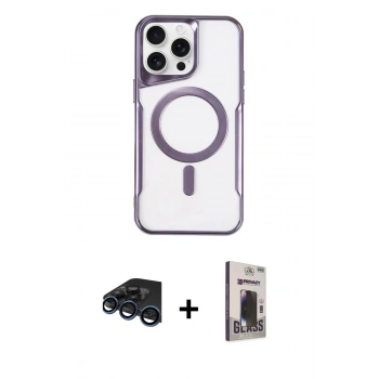 MARSİLYAN™- iPhone 15 Pro Max Kılıf Yadigar Klasik Özel Seri - Siyah Bilvis Hayalet Cam Ekran Koruyucu + Raze Metal Kamera Lens - LT