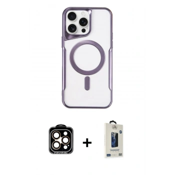 MARSİLYAN™- iPhone 15 Pro Max Kılıf Yadigar Klasik Özel Seri - Siyah Bilvis Hayalet Cam Ekran Koruyucu + PVD Metal Kamera Lens - TU