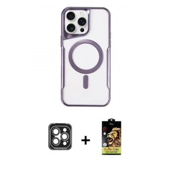 MARSİLYAN™- iPhone 15 Pro Max Kılıf Yadigar Klasik Özel Seri - Siyah Buffer Cam Ekran Koruyucu + PVD Metal Kamera Lens - GI