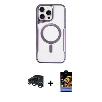 MARSİLYAN™- iPhone 15 Pro Max Kılıf Yadigar Klasik Özel Seri - Siyah Buffer Hayalet Cam Ekran Koruyucu + Raze Metal Kamera Lens - LT