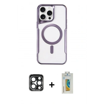 MARSİLYAN™- iPhone 15 Pro Max Kılıf Yadigar Klasik Özel Seri - Siyah Polymer Nano Ekran Koruyucu + PVD Metal Kamera Lens - LT