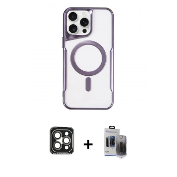 MARSİLYAN™- iPhone 15 Pro Max Kılıf Yadigar Klasik Özel Seri - Siyah Vanessa Magic Hayalet Cam + PVD Metal Kamera Lens - GI