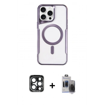 MARSİLYAN™- iPhone 15 Pro Max Kılıf Yadigar Klasik Özel Seri - Siyah Vanessa Magic Hayalet Cam + PVD Metal Kamera Lens - LT