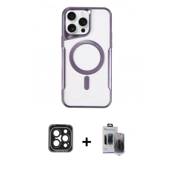 MARSİLYAN™- iPhone 15 Pro Max Kılıf Yadigar Klasik Özel Seri - Siyah Vanessa Magic Hayalet Cam + PVD Metal Kamera Lens - SH