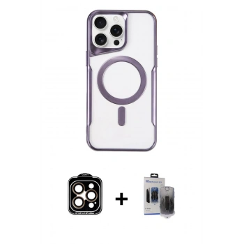 MARSİLYAN™- iPhone 15 Pro Max Kılıf Yadigar Klasik Özel Seri - Siyah Vanessa Magic Hayalet Cam + PVD Metal Kamera Lens - TU