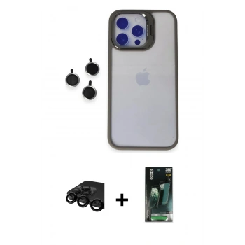 MARSİLYAN™- iPhone 15 Pro Max Kılıf Yankı Asil Serisi - Şeffaf 360 Full Body Arka Koruyucu + Raze Metal Kamera Lens - SH