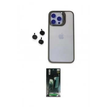 MARSİLYAN™- iPhone 15 Pro Max Kılıf Yankı Asil Serisi - Siyah 360 Mat Full Body Arka Koruyucu