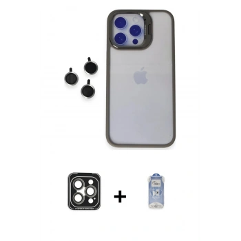 MARSİLYAN™- iPhone 15 Pro Max Kılıf Yankı Asil Serisi - Siyah Joko Magic 5D Cam + PVD Metal Kamera Lens - GI