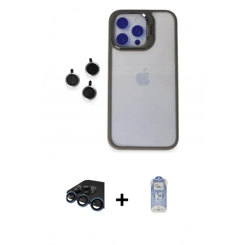 MARSİLYAN™- iPhone 15 Pro Max Kılıf Yankı Asil Serisi - Siyah Joko Magic 5D Cam + Raze Metal Kamera Lens - LT