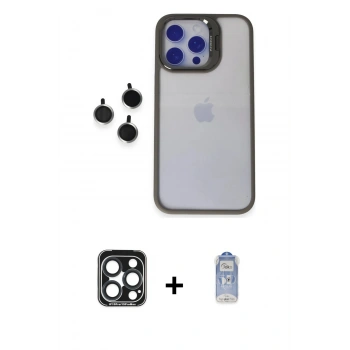 MARSİLYAN™- iPhone 15 Pro Max Kılıf Yankı Asil Serisi - Siyah Joko Magic 5D Cam + PVD Metal Kamera Lens - LT