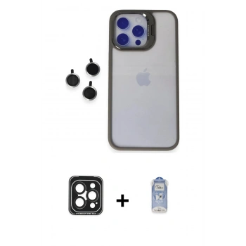 MARSİLYAN™- iPhone 15 Pro Max Kılıf Yankı Asil Serisi - Siyah Joko Magic 5D Cam + PVD Metal Kamera Lens - SH