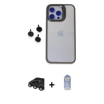 MARSİLYAN™- iPhone 15 Pro Max Kılıf Yankı Asil Serisi - Siyah Joko Magic 5D Cam + Raze Metal Kamera Lens - TMGI