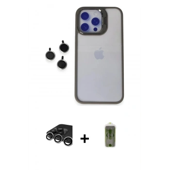 MARSİLYAN™- iPhone 15 Pro Max Kılıf Yankı Asil Serisi - Siyah Joko Magic 5D Hayalet Cam + Raze Metal Kamera Lens - GS