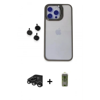 MARSİLYAN™- iPhone 15 Pro Max Kılıf Yankı Asil Serisi - Siyah Joko Magic 5D Hayalet Cam + Raze Metal Kamera Lens - TMGI
