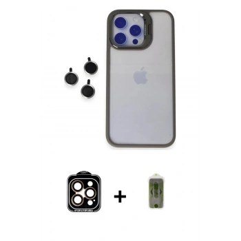 MARSİLYAN™- iPhone 15 Pro Max Kılıf Yankı Asil Serisi - Siyah Joko Magic 5D Hayalet Cam + PVD Metal Kamera Lens - TU