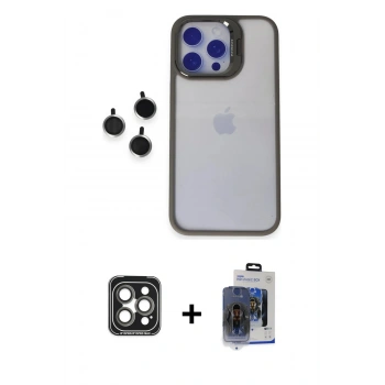 MARSİLYAN™- iPhone 15 Pro Max Kılıf Yankı Asil Serisi - Siyah Vanessa Magic Cam + PVD Metal Kamera Lens - GI