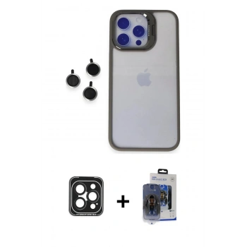 MARSİLYAN™- iPhone 15 Pro Max Kılıf Yankı Asil Serisi - Siyah Vanessa Magic Cam + PVD Metal Kamera Lens - SH