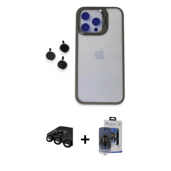 MARSİLYAN™- iPhone 15 Pro Max Kılıf Yankı Asil Serisi - Siyah Vanessa Magic Cam + Raze Metal Kamera Lens - SH