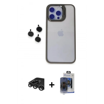 MARSİLYAN™- iPhone 15 Pro Max Kılıf Yankı Asil Serisi - Siyah Vanessa Magic Cam + Raze Metal Kamera Lens - TMGI