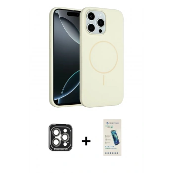 MARSİLYAN™- iPhone 15 Pro Max Kılıf Yankı Form Serisi - Şeffaf Pasifik Cam Ekran Koruyucu + PVD Metal Kamera Lens - GI