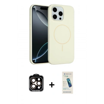 MARSİLYAN™- iPhone 15 Pro Max Kılıf Yankı Form Serisi - Şeffaf Pasifik Cam Ekran Koruyucu + PVD Metal Kamera Lens - TU