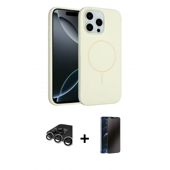 MARSİLYAN™- iPhone 15 Pro Max Kılıf Yankı Form Serisi - Siyah 3D Antistatik Hayalet Cam Ekran Koruyucu + Raze Metal Kamera Lens - GS