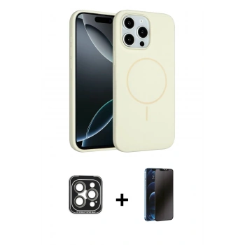 MARSİLYAN™- iPhone 15 Pro Max Kılıf Yankı Form Serisi - Siyah 3D Antistatik Hayalet Cam Ekran Koruyucu + PVD Metal Kamera Lens - GI