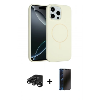 MARSİLYAN™- iPhone 15 Pro Max Kılıf Yankı Form Serisi - Siyah 3D Antistatik Hayalet Cam Ekran Koruyucu + Raze Metal Kamera Lens - TMGI