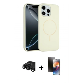 MARSİLYAN™- iPhone 15 Pro Max Kılıf Yankı Form Serisi - Siyah 3D Antistatik Mat Seramik Nano Ekran Koruyucu + Raze Metal Kamera Lens - SH