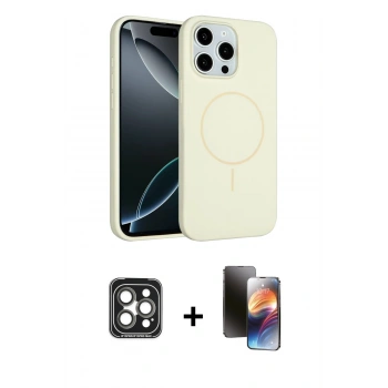 MARSİLYAN™- iPhone 15 Pro Max Kılıf Yankı Form Serisi - Siyah 3D Antistatik Mat Seramik Nano Ekran Koruyucu + PVD Metal Kamera Lens - GI
