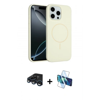 MARSİLYAN™- iPhone 15 Pro Max Kılıf Yankı Form Serisi - Siyah 3D Antistatik Seramik Nano Ekran Koruyucu + Raze Metal Kamera Lens - LT