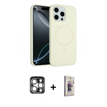 MARSİLYAN™- iPhone 15 Pro Max Kılıf Yankı Form Serisi - Siyah Bilvis 3D Cam Ekran Koruyucu + PVD Metal Kamera Lens - GS