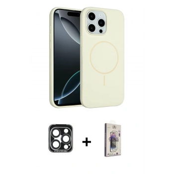 MARSİLYAN™- iPhone 15 Pro Max Kılıf Yankı Form Serisi - Siyah Bilvis 3D Cam Ekran Koruyucu + PVD Metal Kamera Lens - LT