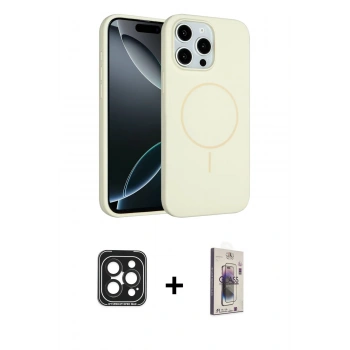 MARSİLYAN™- iPhone 15 Pro Max Kılıf Yankı Form Serisi - Siyah Bilvis 3D Cam Ekran Koruyucu + PVD Metal Kamera Lens - SH