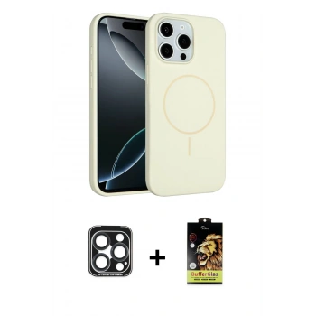 MARSİLYAN™- iPhone 15 Pro Max Kılıf Yankı Form Serisi - Siyah Buffer Cam Ekran Koruyucu + PVD Metal Kamera Lens - LT