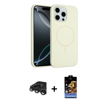 MARSİLYAN™- iPhone 15 Pro Max Kılıf Yankı Form Serisi - Siyah Buffer Hayalet Cam Ekran Koruyucu + Raze Metal Kamera Lens - TMGI