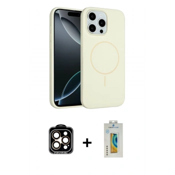 MARSİLYAN™- iPhone 15 Pro Max Kılıf Yankı Form Serisi - Siyah Polymer Nano Ekran Koruyucu + PVD Metal Kamera Lens - TU