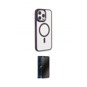 MARSİLYAN™- iPhone 15 Pro Max Kılıf Yankı Işık Özel Seri - Siyah 3D Antistatik Hayalet Cam Ekran Koruyucu