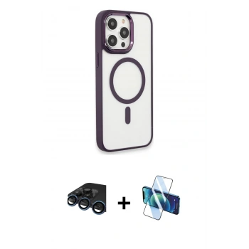 MARSİLYAN™- iPhone 15 Pro Max Kılıf Yankı Işık Özel Seri - Siyah 3D Antistatik Seramik Nano Ekran Koruyucu + Raze Metal Kamera Lens - LT