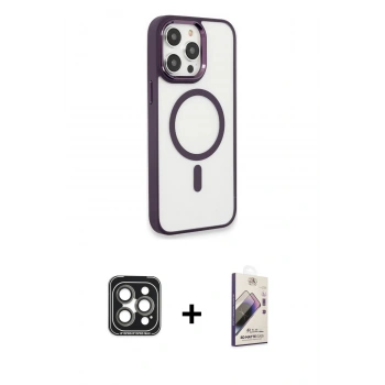 MARSİLYAN™- iPhone 15 Pro Max Kılıf Yankı Işık Özel Seri - Siyah Bilvis 3D Mat Cam Ekran Koruyucu + PVD Metal Kamera Lens - GI