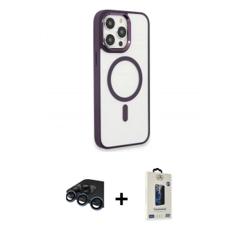 MARSİLYAN™- iPhone 15 Pro Max Kılıf Yankı Işık Özel Seri - Siyah Bilvis Hayalet Cam Ekran Koruyucu + Raze Metal Kamera Lens - LT
