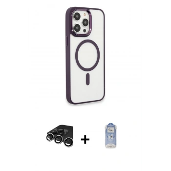 MARSİLYAN™- iPhone 15 Pro Max Kılıf Yankı Işık Özel Seri - Siyah Joko Magic 5D Cam + Raze Metal Kamera Lens - GS