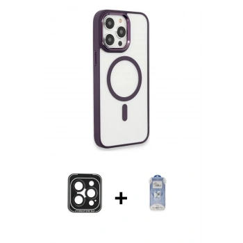 MARSİLYAN™- iPhone 15 Pro Max Kılıf Yankı Işık Özel Seri - Siyah Joko Magic 5D Cam + PVD Metal Kamera Lens - SH