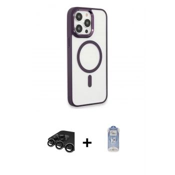 MARSİLYAN™- iPhone 15 Pro Max Kılıf Yankı Işık Özel Seri - Siyah Joko Magic 5D Cam + Raze Metal Kamera Lens - TMGI